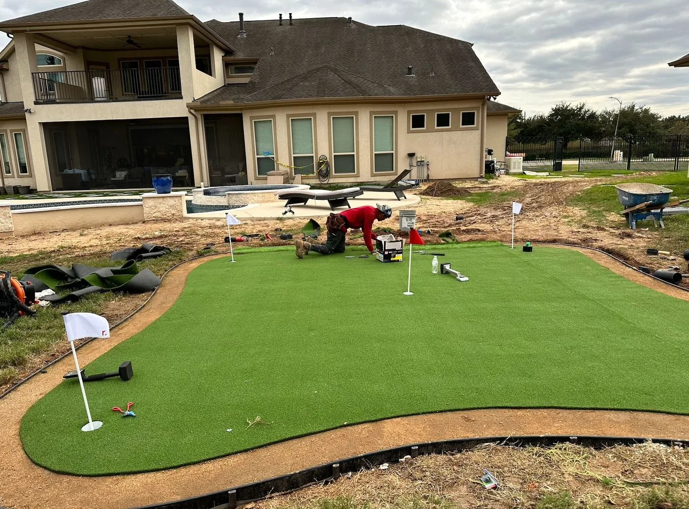 Stamped concrete driveway installation Houston TX